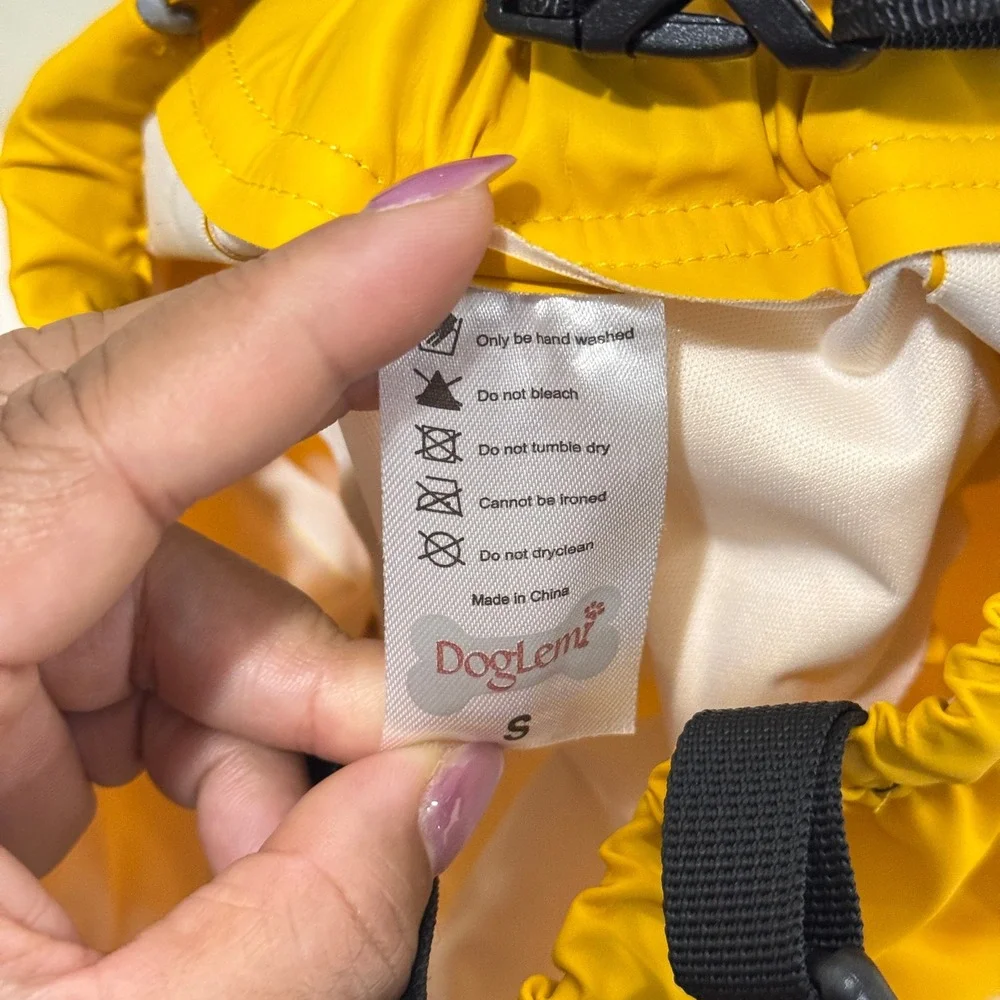 DogLemi Yellow Dog Raincoat Jumpsuit with Boots Size S